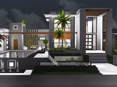 Korean Modern House, Sims 4 Modern House, Sims Free Play, Sims 4 House Design, Sims House Plans, Modern House Facades, Sims House Design, Romantic Garden