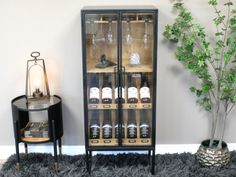 Wine Floor Cabinet, Black Metal, Wooden Shelves, Glass Door, Floor Standing Wooden Wine Cabinet, Sideboard Table, Floor Cabinet, Wine Cabinet, Wine Glass Holder, Drinks Cabinet, Wine Bottle Holders, Wine Cabinets, Glass Holders