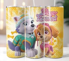 the paw patrol canisters are designed to look like they have puppies on them