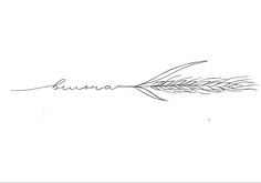 a black and white drawing of a feather