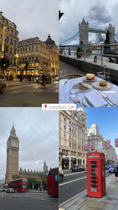 there are pictures of different places in the world that include london, big ben and other tourist attractions