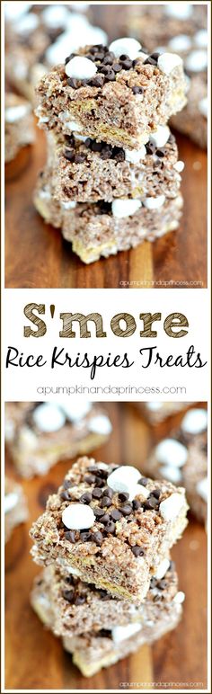 s'more rice krispies treats stacked on top of each other