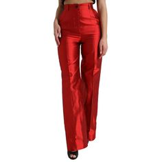 Discover The Epitome Of Italian Elegance With These Impeccable High-Waisted, Wide-Leg Pants From Dolce & Gabbana. Crafted With Luxurious 100% Silk And Finished With Meticulous Attention To Detail, These Sophisticated Trousers Are Perfect For Those Seeking Both High-End Fashion And Supreme Comfort. Their Vibrant Red Hue Makes A Bold Statement While The Classic Design Remains Timeless. Made In Italy, These Pants Showcase A Seamless Blend Of Couture Craftsmanship And Signature Dolce & Gabbana Style Silk Wide Leg Pants, Dolce And Gabbana Jeans, Italian Elegance, High Waist Wide Leg Pants, High Waist Pants, Dolce E Gabbana, Silk Pants, Pantalon Large, Blazer Outfits