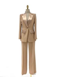 Wide Leg Women Pant Suit - Silk Satin Trouser Suit - Pantsuit - Guocali Women Pant Suit, Pantsuit For Women, Leg Women, Mens Undershirts, Man Blazer, Trouser Suit, Silk Satin Fabric, Mens Boxer Shorts, Satin Trousers