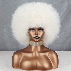 Category:Synthetic Wig; Gender:Women's; Wig Type:Natural Wigs; Occasion:Birthday,Vacation,Party / Evening,Daily Wear; Age Group:Adults; Color Shade:Pink,White,Blonde,Black,Red,Gray; Hair Material:Synthetic Hair; Cap Construction:Machine Made; Texture:Afro Curly; Length:Short; Features:Fluffy,Comfortable,Fashion,Easy to Carry,Soft; Heat Resistant:Yes; Listing Date:08/15/2023; Cap Circumference:; Front to Back:; Nape of Neck:; Side to Side Across Forehead:; Side to Side Over Top:; Temple to Temple 60s Afro, 70s Afro, Afro Wigs For Black Women, White Afro, Short Afro Wigs, Platinum Wigs, Disco 70s, Afro Wig, Short Afro