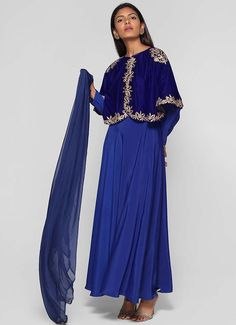 Embellished Velvet Cape Suit Set - Suits - Clothing - Women Cape Suit, Velvet Cape, Suit Set, Cape