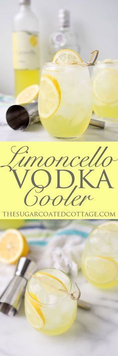 the lemonade vodka cooler recipe is ready to be eaten and served in glasses with spoons