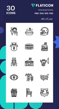 the flat icon set includes different types of food