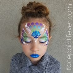 Easy Mermaid Face Paint, Ariel Face Paint, Mermaid Makeup For Kids, Mermaid Face Painting, Mermaid Face