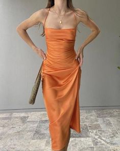 Spaghetti Strap Long Prom Evening Dress,PD221154 on Storenvy Elegantes Party Outfit, Elegante Casual, Looks Street Style, Mode Inspo, Orange Dress, Looks Style, Mode Inspiration, Evening Dresses Prom, Looks Vintage