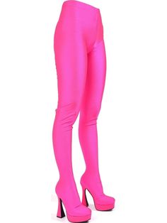 Pink High Waist Party Leggings, Pink High Waist Leggings For Party, Pink High-waist Party Leggings, High-waist Pink Leggings For Party, Over The Knee Party Tights, Pink Stretch Leggings For Night Out, Stretch Pink Leggings For Night Out, Party Over-the-knee Tight Tights, Pink Party Leggings