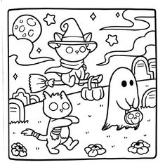 halloween coloring pages for kids to print out and color on the page with pumpkins, ghost