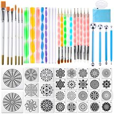 the complete set of art supplies including pens, markers and inking sheets are shown