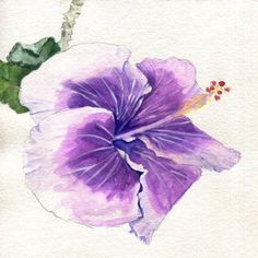 a watercolor painting of a purple flower