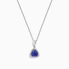 Effy Tanzanite Royale 14K Gold Tanzanite and Diamond Pendant, 1.82 TCW Trillion Pendant, Diamond Evil Eye Bracelet, Multi Gemstone Bracelet, Diamond Flower Pendant, Diamond Evil Eye, White Gold Sapphire, Blue Sapphire Diamond, Gold Diamond Necklace, Sapphire Necklace