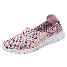 Casual Pink Slip-on Sneakers With Round Toe, Comfortable Slip-on Summer Sneakers, Comfortable Slip-on Sneakers With Round Toe For Summer, Trendy Flat Heel Summer Sneakers, Casual Lace-up Slip-ons With White Sole, Casual Pink Flat Slip-ons, Comfortable Slip-on Sneakers For Summer, Summer Low-top Leisure Sneakers, Casual Summer Sneakers With Rubber Sole