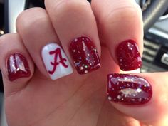 University Of Oklahoma Nails, Gameday Nails Football Season, Game Day Nails Football