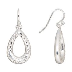 These fine silver diamond-cut open teardrop earrings were electroformed, which means they are lightweight and therefore extra comfortable to wear. Fish Hook, Ear Wire, Silver Diamonds, Diamond Cut, Teardrop Earrings, Fine Silver, Earring Gifts, Diamond Cuts, Silver