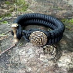 Valknut paracord norse bracelet | Viking style EDC jewelry men – WikkedKnot jewelry Handmade Black Braided Bracelets For Outdoor, Durable Paracord Braided Bracelet For Outdoor, Handmade Black Paracord Braided Bracelet, Handmade Viking Style Black Bracelet, Norse Bracelet, Bracelet Viking, Viking Symbols, Jewelry Men, Woven Bracelet