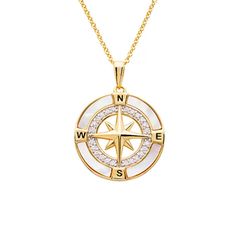 Ocean : Compass Necklace - 14kt Gold Vermeil MOP CZ - Ocean : Compass Necklace - 14kt Gold Vermeil MOP CZ White Gold Compass Pendant Jewelry, White Gold Compass Design Pendant Jewelry, White Gold Pendant With Compass Design, White Gold Pendant Jewelry With Compass Design, White Gold Jewelry With Compass Design, Diamond Compass Design Round Jewelry, Round Diamond Jewelry With Compass Design, Anniversary Yellow Gold Compass Jewelry, Luxury Sterling Silver Compass Design Jewelry