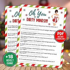 two printable christmas games for adults to play on the table with candy canes