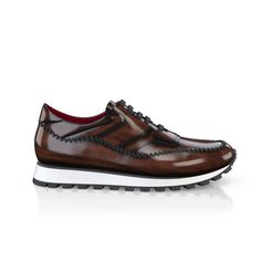 Men's Luxury Sports Shoes 45246 | Girotti Luxury Calf Leather Sneakers With Stitched Sole, Leather Lace-up Golf Shoes With Contrast Sole, Luxury Sneakers With Leather Sole And Plain Toe, Luxury Low-top Custom Sneakers For Formal Occasions, Classic Patent Leather Sneakers With Rubber Sole, Luxury Wingtip Calf Leather Sneakers, Luxury Patent Leather Lace-up Shoes, Luxury Lace-up Patent Leather Shoes, Low-top Leather Golf Shoes With Leather Sole