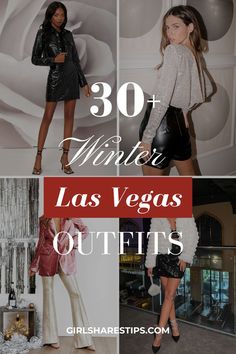 women in leather outfits with the words 30 most popular las vegas outfits for women on them