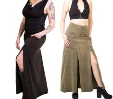 Fell free to move in our split skirt, made with Organic cotton lycra...and it has POCKETS! Model in washed black wears medium. All other colors shown in small. Split Rock, Womens Skirts, Split Skirt, Dance Skirt, Move In, Festival Wear, Belly Dance, Black And Brown, Porter