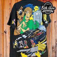 Nascar Scooby-Doo Chevy Monte Carlo - AOP all over print New Vintage T - Vintage Band Shirts Vintage Cotton T-shirt With All Over Print, Vintage Cotton T-shirt With Custom Artwork, Pop Culture Short Sleeve Sublimation T-shirt, Pop Culture Sublimation Short Sleeve With Graphic Print, Pop Culture Short Sleeve Sublimation T-shirt With Graphic Print, Pop Culture Short Sleeve Sublimation Design With Graphic Print, Casual Crew Neck Sublimation Design With Custom Artwork, Retro Crew Neck T-shirt With Custom Artwork, Retro Short Sleeve Graffiti Print T-shirt