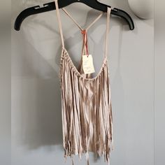 Reposhing This Item I Purchased From @Jena1939. Loved It, But Ready To Rotate For Something New. Questions? Leave A Comment Below! Chic Fringe Tops For Summer, Chic Summer Tops With Fringe, Beige Fringe Tops For Summer, Chic Beige Fringe Tops, Beige Fringe Summer Tops, Casual Fitted Fringe Tank Top, Beige Sleeveless Fringe Top, Casual Cotton T-shirt With Fringe, Summer V-neck Tops With Fringe