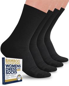 PRICES MAY VARY. Style and Comfort, All in One - Pembrook's womens bamboo socks add a polished and professional touch to any outfit while keeping your feet cushioned well throughout the day. Breathable and Odor-Resistant - Made with a blend of viscose derived from bamboo, polyester, and spandex, these moisture-wicking women dress socks prevent feet odor and sweat, and keep your legs free from any sock marks. Dress Well for Less! - These ladies trouser socks come in a convenient set of four pairs Womens Trouser, Bamboo Dress, Trouser Socks, Bamboo Socks, Dress Well, Viscose Dress, Comfortable Socks, Calf Socks, Athletic Socks