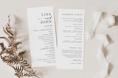 two wedding programs on top of each other