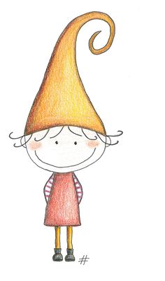 folletto arancione - Roberta Topini Cute Gnomes Illustration, Elf Illustration, Elf Drawing, Elf Girl, Happy Guy, Happy Paintings, Christmas Drawing, Doodle Drawings