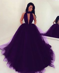 Prom Dresses Purple, Purple Prom Dresses, Prom Dress Halter, Purple Ball Gown, Ball Gown Prom Dresses, Backless Evening Gowns, Gown Prom Dresses, Black Ball Gown, Halter Prom Dresses