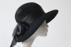 Black Felt Cloche Hat ''PANDORA'' With Silk Ribbon Weddings Ascot Derby Hat - Etsy Elegant Winter Wedding Hats, Elegant Fur Felt Top Hat For Formal Occasions, Formal Fur Felt Cloche Hat, Elegant Felt Hat For Winter, Elegant Wide Brim Costume Hat For Winter, Elegant Winter Wedding Costume Hats And Headpieces, Elegant Fur Felt Cloche Hat For Kentucky Derby, Elegant Fur Felt Cloche Hat For Formal Occasions, Elegant Fur Felt Cloche Hat