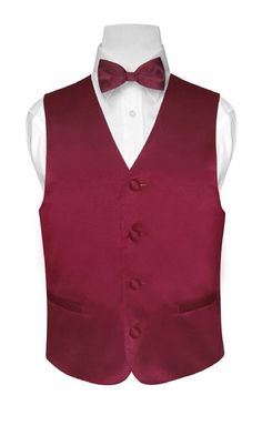 Boys Dress Vest Bow Tie Solid Burgundy Color BowTie Set Burgundy Color Dress, Mens Dress Vests, Vesuvio Napoli, Burgundy Vest, Wedding Vest, Vest And Bow Tie, Dress Vest, Boys Vest, Necktie Set