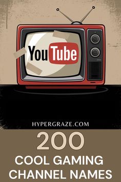 An illustration of a retro television displaying the YouTube logo, promoting 200 cool gaming channel names ideas for YouTube channels. You Youtube, Cool Names