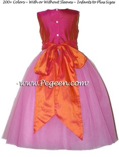 Sorbet pink and mango orange ballerina style FLOWER GIRL DRESSES with layers and layers of tulle Dresses With Layers, Dresses With Tulle, Dress With Tulle