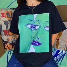 🍵 Our Abstract Melting Faces Graphic T-Shirt 🍵 A unique hand drawn graphic design by Mikiko! Also available on white or grey if preferred. 👁 FREE WORLDWIDE SHIPPING 👁 Unisex t-shirts available in sizes  - Small - Medium - Large - XL - XXL (other sizes can be made upon request) - Black heavy cotton t-shirt - Ethically and sustainably manufactured - Artwork is professionally printed - no cracks or peeling - High quality heavy tee with a taped neck and sleeves - Authentic artwork - Machine wash Melting Face, Trippy Shirts, Rave Shirts, Streetwear Shirts, Rave Outfit, Grunge Streetwear, Retro Streetwear, Black Graphic Tees, Graphic Tees Vintage