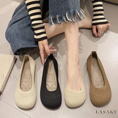 Lasaky - Taizhou Fashionable and Comfortable Everyday Slip-On Woven Breathable Single Shoes, Princess Shoes Lightweight Synthetic Round Toe Flats, Non-slip Synthetic Flats, Comfortable Non-slip Flats With Round Toe, Comfortable Non-slip Synthetic Flats, Non-slip Closed Toe Synthetic Flats, Comfortable Non-slip Casual Flats, Non-slip Casual Flats, Casual Non-slip Flats, Comfortable Non-slip Flats With Flat Heel