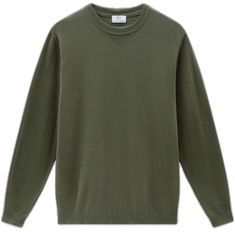 Khaki Crew Neck Sweatshirt With Ribbed Cuffs, Khaki Long Sleeve Sweatshirt With Ribbed Cuffs, Classic Green Sweater With Ribbed Cuffs, Green Crew Neck Sweater With Ribbed Collar, Green Crew Sweater With Ribbed Cuffs, Green Crew Neck Sweater With Ribbed Cuffs, Khaki Crew Neck Top With Ribbed Cuffs, Green Long Sleeve Sweater With Ribbed Neckline, Long Sleeve Green Sweater With Ribbed Neckline