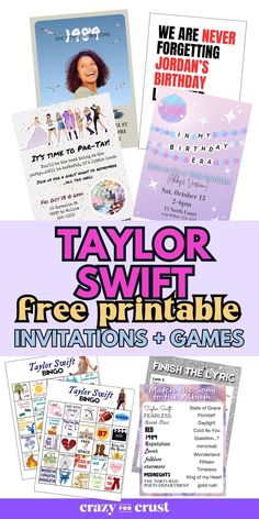 taylor swift free printables and games