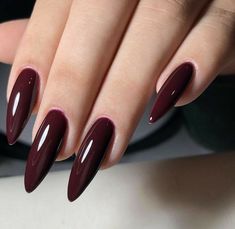 Maroon Nails, Goth Nails, Grunge Nails, Red Nail Polish, Soft Nails, Red Nail, Girls Nails, Chic Nails