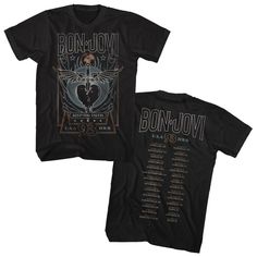 Bon Jovi 93 Tour Men's T-ShirtAdult tshirt featuring Bon Jovi 93 Tour. High quality, professionally screen printed graphics and machine washable vintage rock concert tees. Size: Men's Color: Black Short Sleeve T-Shirt 100% cotton Officially Licensed Bed Of Roses, Tour Merch, Gwen Stacy, Rock Concert, Merch Ideas, Band T Shirts, Disney Stars, Graphic Tees Vintage, Band Shirt