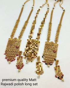 Long gold necklace set. It's a simple elegant set with details of design. The floral design mixed with mesh work on the pendant makes it gorgeous. The pendant is finished with red stones on it. The side chains have beautiful small flower and design chain. There is dori on the back to adjust the length. Comes with super cute jhumkis. Looks like real gold set. P. S: Please ask any question if you have related to this product before purchasing as returns for size, color etc are not covered. Buyer i Gold Kundan Jewelry Set With Peacock Design, Traditional Gold Long Necklace For Festive Occasion, Gold Temple Jewelry Long Necklace For Wedding, Gold Long Necklace For Weddings, Temple Style, Gold Chandbali Necklaces With Peacock Design, Gold Kundan Bridal Necklace With Peacock Design, Gold Chandbali Necklace With Peacock Design, Festive Gold Jewelry Sets With Long Necklace, Gold Necklace With Peacock Design