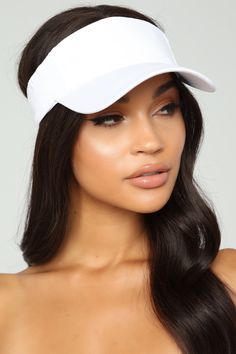 Available In Hot Pink, Lime Green, Orange, White, Black, Gold, Pink And Yellow Plain Visor One Size Fits Most Canvas Material Stretch Elastic Band Imported FINAL SALE | I Need Your Ad Visor Hat in White by Fashion Nova White Visor One Size Fits Most For Spring, White Visor For Spring, One Size Fits Most, White One-size Spring Visor, White Spring Visor, One Size Fits Most, Sporty Visor, Tennis Visor, Running Cap, Sun Cap, Visor Hat