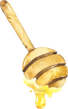 a wooden spoon with honey dripping from it