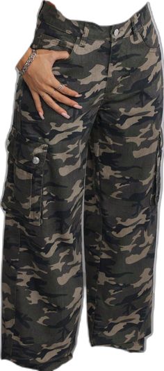 Military Camouflage Jeans With Cargo Pockets, Camouflage Military Cargo Jeans, Military Cargo Style Camouflage Jeans, Military Camouflage Cargo Jeans, Camouflage Wide Leg Cargo Jeans, Camouflage Military Wide Leg Cargo Jeans, Military Camouflage Wide Leg Cargo Jeans, Camouflage Cargo Pants With Straight Leg, Camouflage Wide-leg Cargo Jeans With Side Pockets