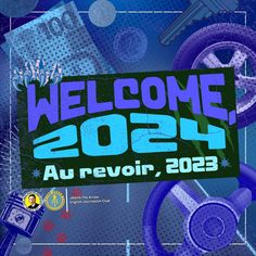 an advertisement for the new year's event, welcome 2054 au revoir