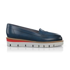 Loafers 5398 | Girotti Blue Loafers With Contrast Sole Slip-on, Blue Slip-on Loafers With Contrast Sole, Casual Blue Moccasins With Contrast Sole, Blue Elegant Leather Slip-ons, Elegant Blue Leather Slip-ons, Blue Leather Slip-on Moccasins, Blue Leather Boat Shoes With Round Toe, Blue Moccasins With Leather Sole For Office, Modern Blue Loafers With Textured Sole